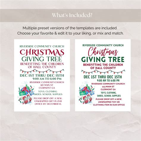 Giving Tree Flyer Template Giving Tree Tags Printable Angel Tree Sign