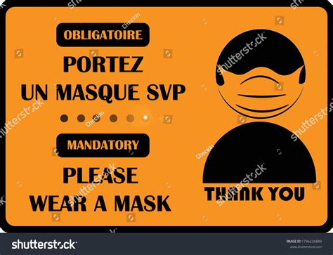 Wear Mask Sign Face Covering Signs Stock Vector Royalty Free 1796226889