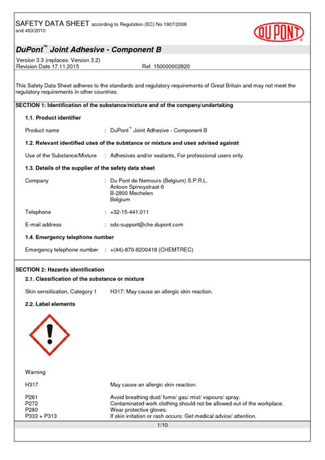 Msds Dupont R A Refrigerant Pdf Fires Toxicity Off