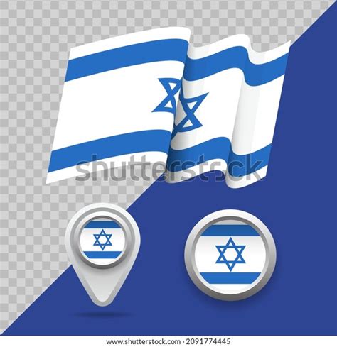 Set National Israel Flag 3d Israel Stock Vector Royalty Free