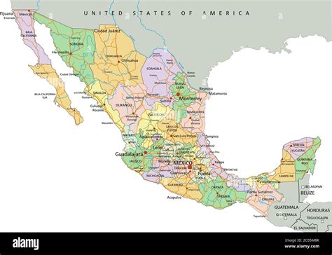 Mexico Highly Detailed Editable Political Map With Labeling Stock Vector Image And Art Alamy