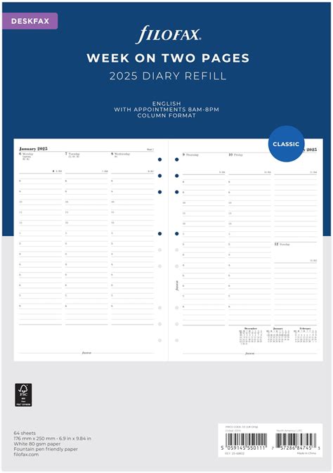 Amazon Filofax Deskfax Week On Two Pages With Appointments