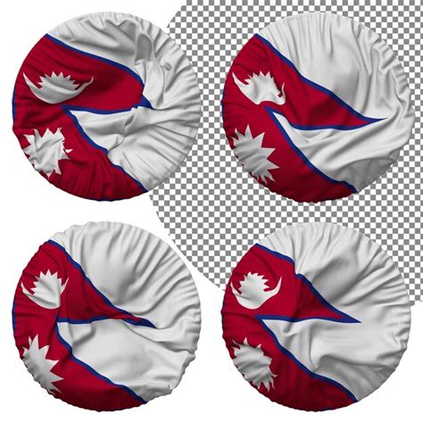 Forma Redonda Da Bandeira Do Nepal Isolada Estilo De Ondula O