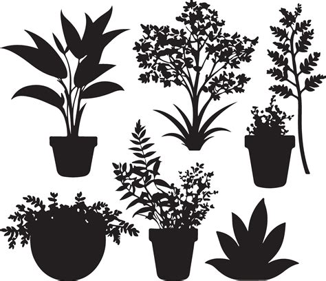 Beautiful Small Plants Silhouette, black color silhouette 46458094 ...