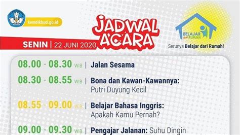 Jadwal TVRI Belajar Dari Rumah Senin 22 Juni 2020 Tayang Pengajar