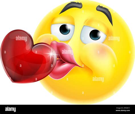 Corazón de beso Cartoon Emoticon Emoji cara icono Imagen Vector de ...