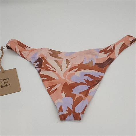 Stone Fox Swim Bikini Bottom Women XL Luka Cheeky Swim Floral Pastel