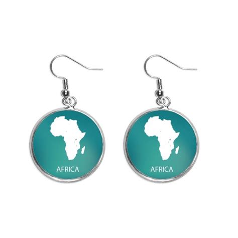 Africa Continent Outline Outline Map Ear Dangle Silver Drop Earring