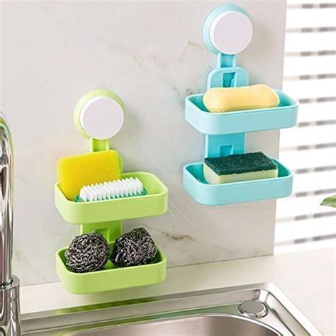 Myzon Plastic Double Layer Soap Dish Bathroom Shower Soap Dish Suction