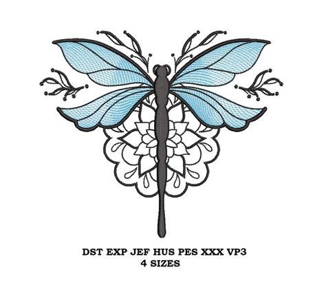 Beautiful Dragonfly Embroidery Design 4 Sizes Embroidery Pattern Instant Downloadable File Etsy