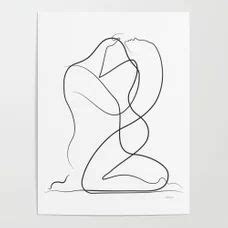 Embrace Minimalist Line Drawing Of A Couple Poster By Siret Line