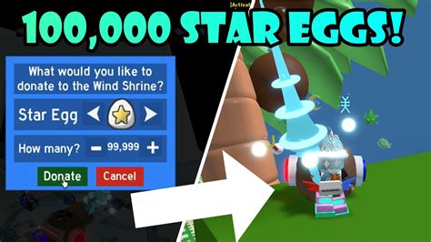 Donating Star Eggs To The Wind Shrine Bee Swarm Test Realm