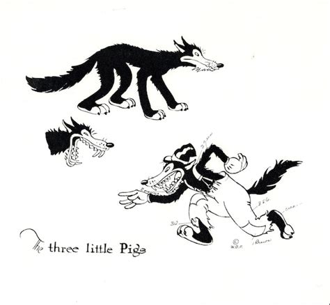 Walt Disney Three Little Pigs the Wolf Production Animation - Etsy