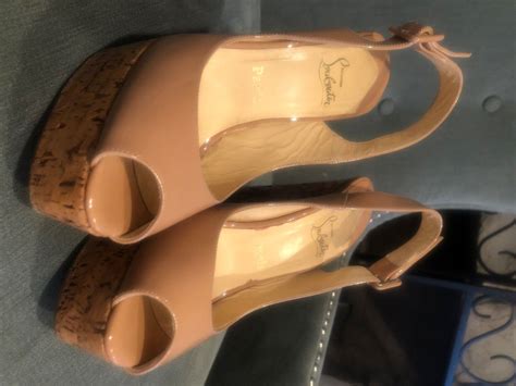 Christian Louboutin Nude Sling Back Patent Leather Co Gem