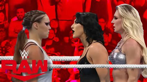 Ronda Rousey Vs Rhea Ripley Charollete Flair On Handicap Match