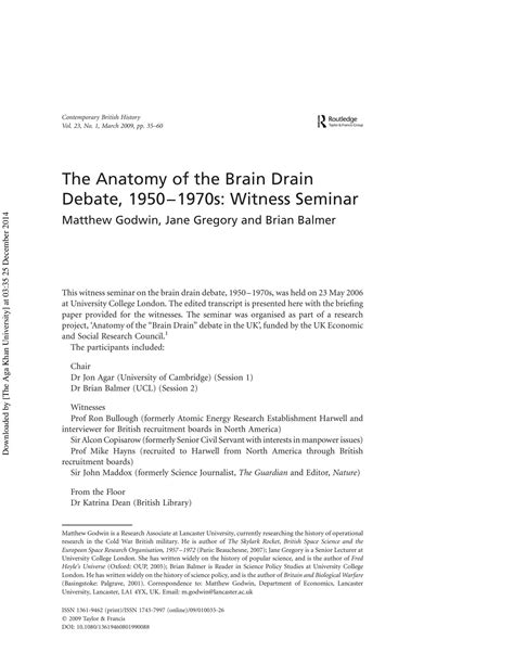 SOLUTION: The anatomy of the brain drain debate - Studypool