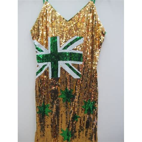 Green And Gold Aussie Flag Sequin Dress