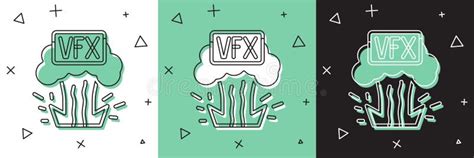 Set Vfx Icon Isolated On White And Green Black Background Vector