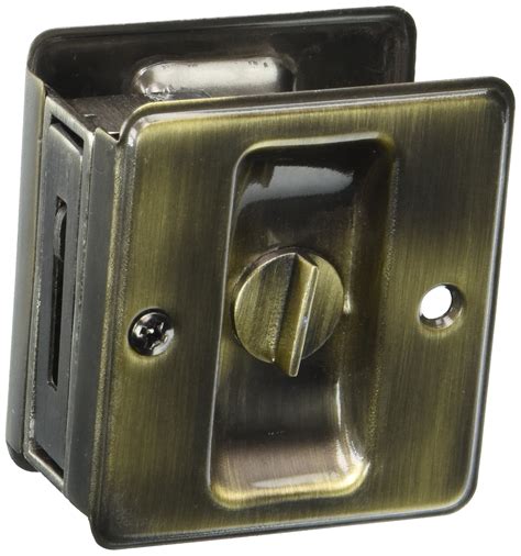 Schlage 991 1 34 X 2 14 Privacy Pocket Artisan Sliding Door Lock Antique Brass Be37