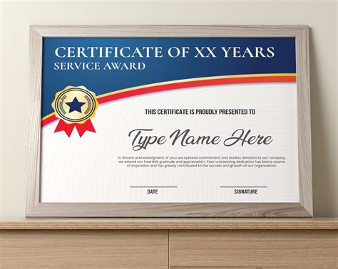 Editable Years of Service Award Printable, Years of Service Certificate