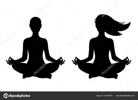 Silhouette Women Doing Yoga Lotus Pose Isolated Vector Stock Vector