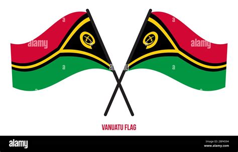 Ondear la bandera de Vanuatu ilustración vectorial sobre fondo blanco