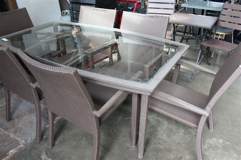 Glass Top Patio Table And Six Chairs