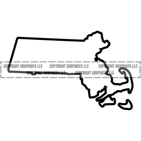 Massachusetts State Outline Instant Download Vector Eps Dxf Svg Png Vinyl Cutter Ready T