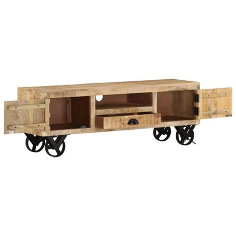 JILL SALE Meuble TV Banc TV Buffet De TV Avec Roues 110x30x37 Cm Bois