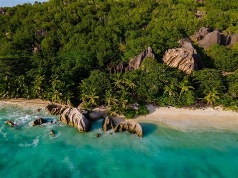 Anse Source D Argent Strand La Digue Island Seyshelles Drohnen