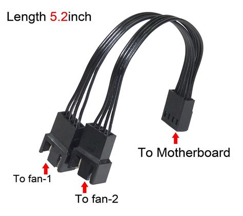 NISUN 4 Pin Computer Case Fan Y Splitter PWM Cable Adapter 13cm Black