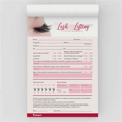 1 Ficha Anamnese De Lash Lifting Bloco 100 Folhas A4