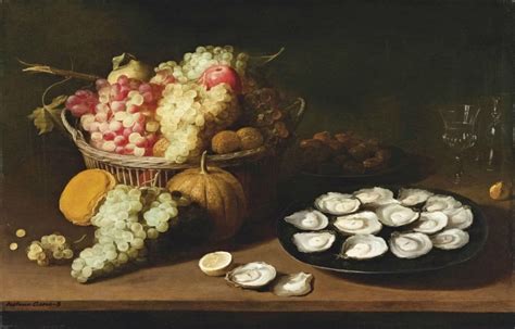 Still Life Oysters And Fruits Painting Jacob Foppens Van Es Oil