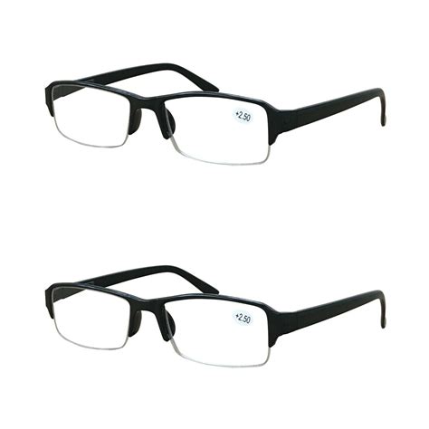 2 Packs Men Women Rectangular Half Frame Blue Light Blocking Reading Glasses Readers For Gaming