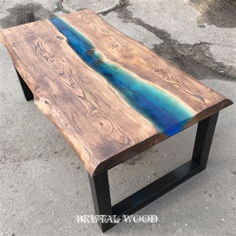 Coffee Table River From Chestnut Slabs With Epoxy Filling Diy Resin