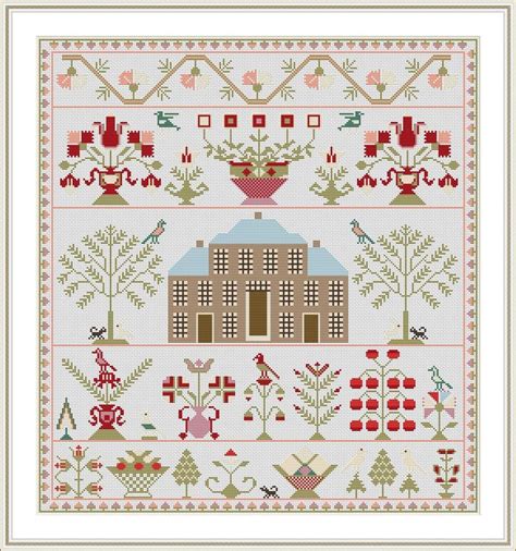 Antique Brick House Regency Scottish Sampler Reproduction Cross