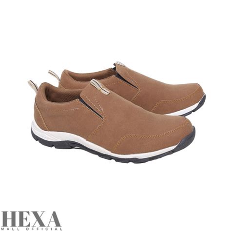 Jual Sepatu Pria Cowok Sneakers Slip On Casual Mocca Original Tanpa