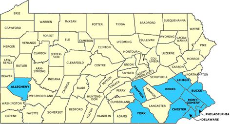 Pennsylvania County Map Printable