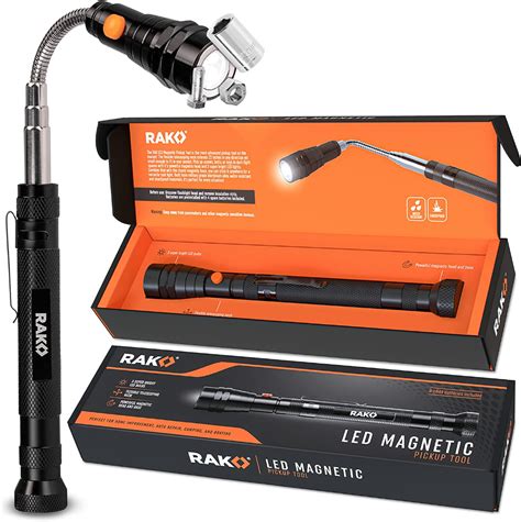 Rak Magnetic Pickup Tool Telescoping Magnetic Flashlight With 3 Led