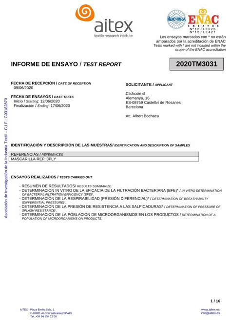 Pdf Informe De Ensayo Click Care Informe De Ensayo Test Report