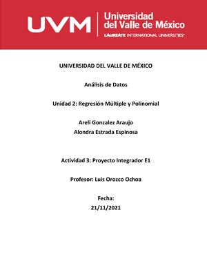 Actividad 1 Unidad 1 Ejercicios Obligatorios Analisis De Dato UVM