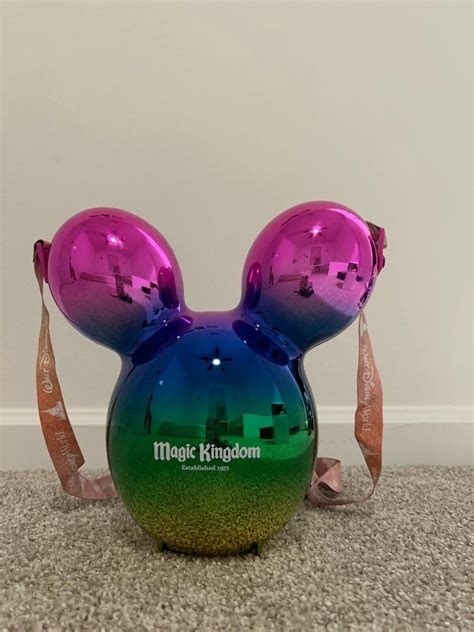 Disney World Magic Kingdom Metallic Rainbow Mickey Mouse Balloon Popcorn Bucket Ebay