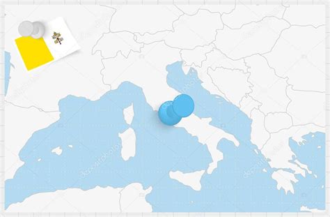 Mapa De Ciudad Del Vaticano Con Un Alfiler Azul Bandera De Ciudad Del