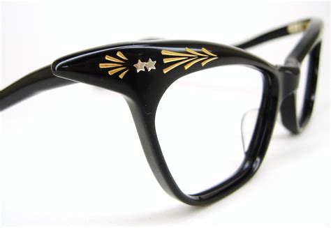 Vintage 50s Black Winged Cat Eye Eyeglasses Frame France Nos Etsy