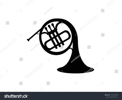 Silhouette French Horn Isolate Black On Stock Vector (Royalty Free ...