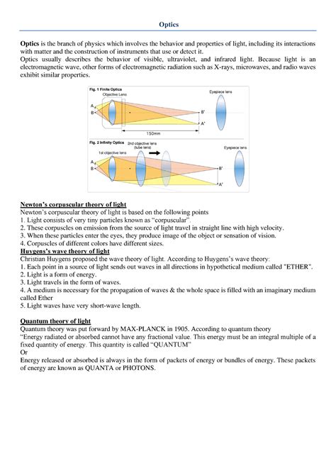 Notes Optics Optics Optics Is The Branch Of Physics Which Involves