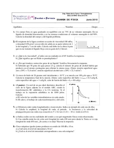 Examen Fisica Primera Convocatoria 2010 Pdf