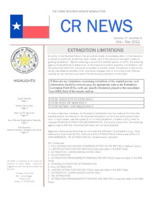 Fillable Online Txdps State Tx Extradition Limitations Tx Dept Of Pub