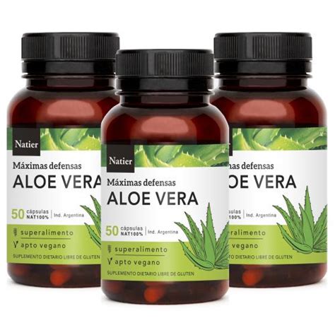 Pack 3 Natier Aloe Vera Liofilizado X 50 Cápsulas Aumenta Las