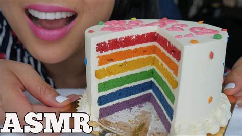 Asmr Rainbow Red Velvet Cake Eating Sounds No Talking Sas Asmr Youtube